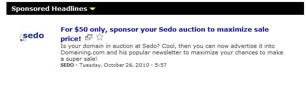 Sedo announces Domaining.com special